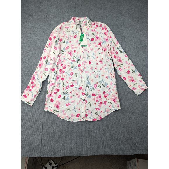 Joules Button Up Shirt Womens 8 Elvina Cream Floral Lightweight Preppy Garden - Picture 2 of 8